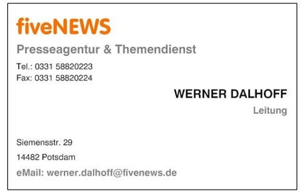 Visitenkarte: Werner Dalhoff - Leitung - fiveNEWS